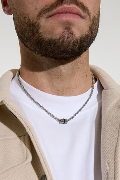 Herrenhalskette gedreht mit Charm – Silber h5 Bild3